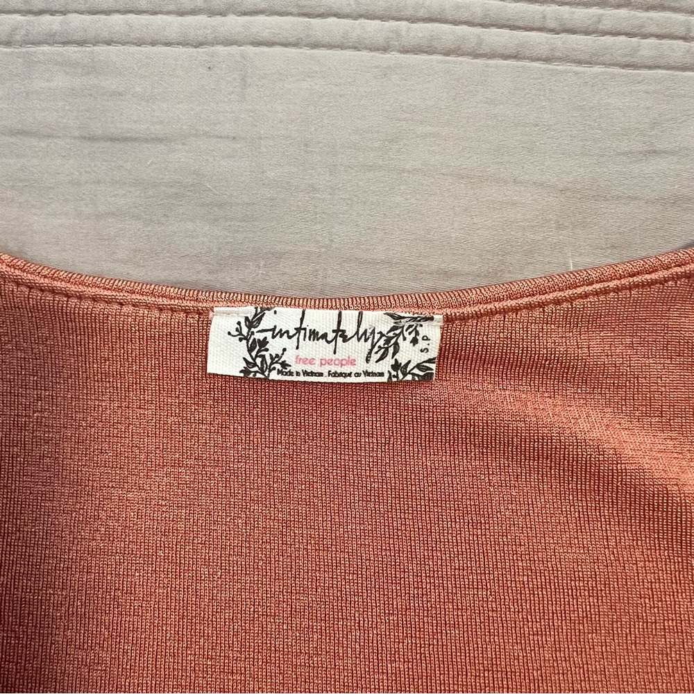 Free People coral rust orange Long Sleeve Wrap Bodysuit - Picture 3 of 6